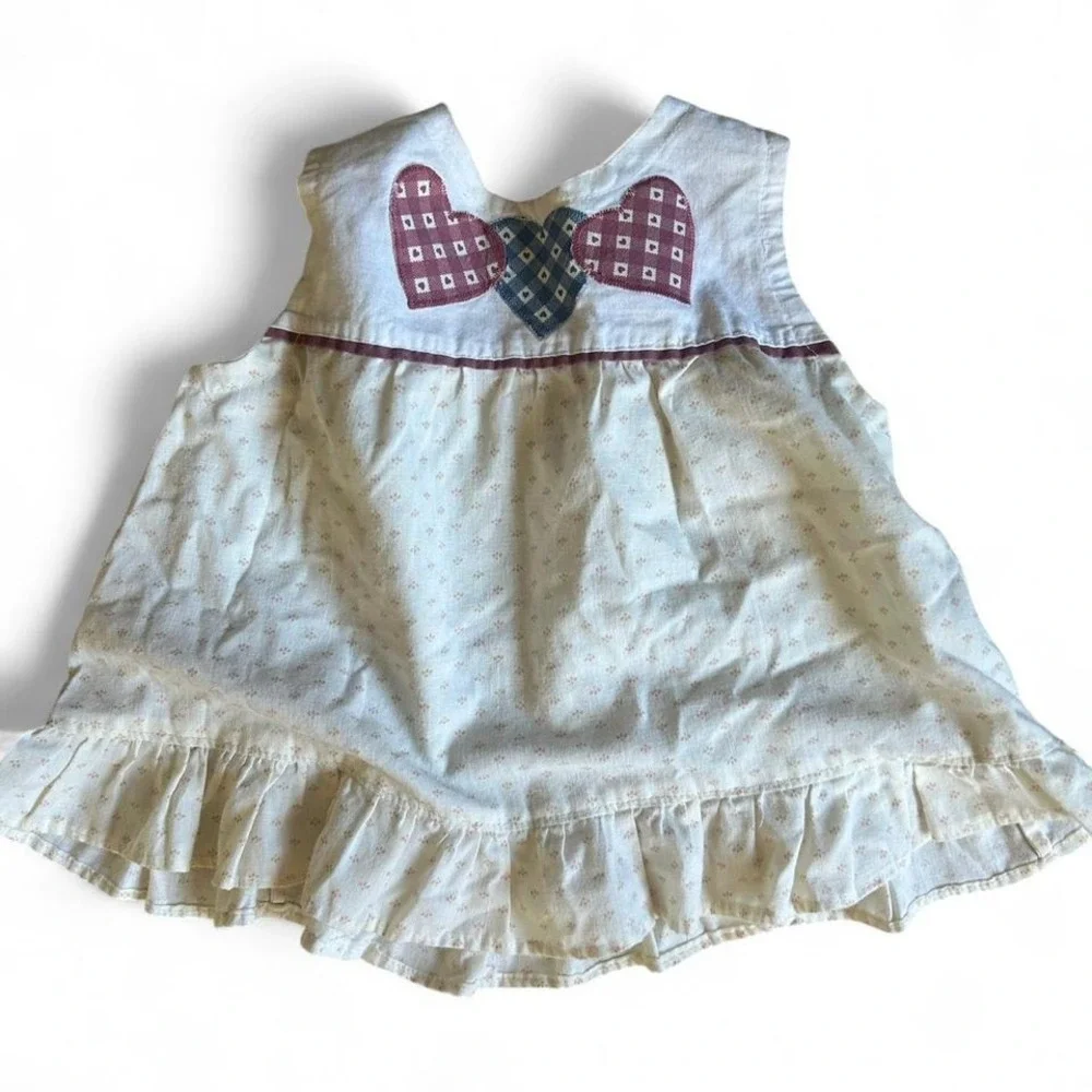 Vintage 80s White/Pink baby dress‎ 3/6m Bows EUC